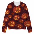 thumbnail image 3 of FSAGAE Women's Knit Cardigan Sweater Long Sleeve Button Down Pumpkin Graphic Print Red XXXXXL Casual Fall Halloween Outerwear Top, 3 of 5