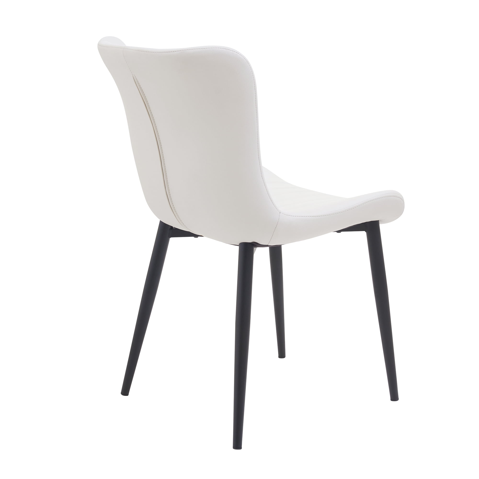 Euroco Mid-Century Modern Dining Chairs Set of 2, Accent Chairs with Curved Back and Iron Frame, Kitchen Side Chairs for Bedroom, Living Room,Dining Room,Cream White
