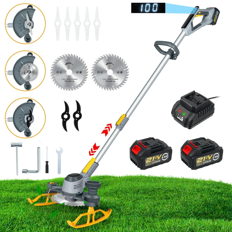 KingFurt 4-in-1 Wheel Edger Mini-Mower, Electric Weed Wacker 2x4