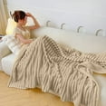 thumbnail image 6 of Striped Fleece Blanket, 59 x 39 In, with Comfortable & Solid Design, Machine Washable and Made of Polyester for Cozy Nights, 6 of 7