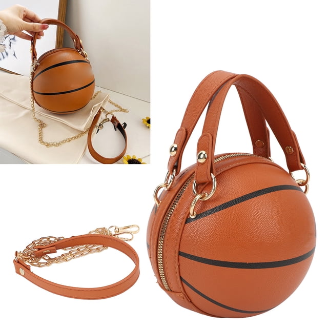 Bolso Con forma de Baloncesto, Bolso de Hombro de Cuero de Pu, Bolso de Mensajero Redondo, Bolso de un Hombro para Vieges de Compras Escolares