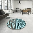 thumbnail image 4 of Ahgly Company Machine Washable Indoor Round Transitional Dark Gray Black Area Rugs, 7' Round, 4 of 7