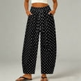 thumbnail image 2 of Lumtrix Cotton Pants Women Polka Dot Elastic Waist Wide Leg Barrel Pants Summer Beach Boho Palazzo Trousers Black L, 2 of 7