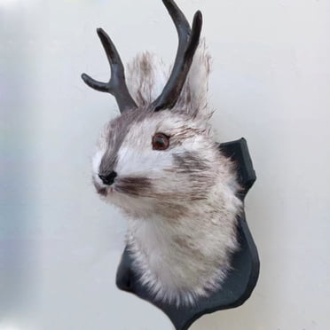 3D Jackalope Taxidermy Deer Head Wall Mount, Rabbit Figurine for Home ...
