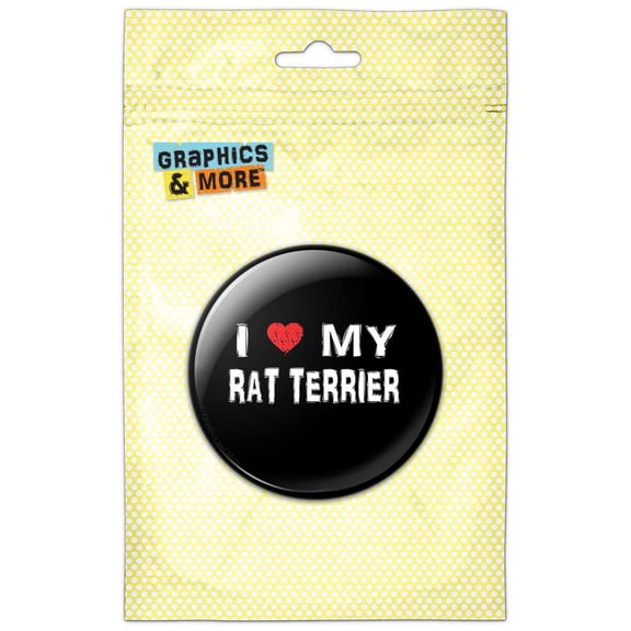 I Love My Rat Terrier Stylish Pinback Button Pin Badge