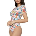 thumbnail image 2 of The Xecao Floral Ditsy Women's Crew Neck Body Suit, a short-sleeved bodysuit and basic swimsuit, both comfort and style for dating and daily life, 2 of 9