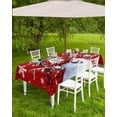 thumbnail image 2 of Christmas Tablecloth with Umbrella Hole and Zipper Christmas Snowman Rectangle Outdoor Tablecloths 60x84 Table Cloths Berry Cardinal Birds Patio Table Cloth Cover for Holiday Party Yard Garden Cafe, 2 of 5