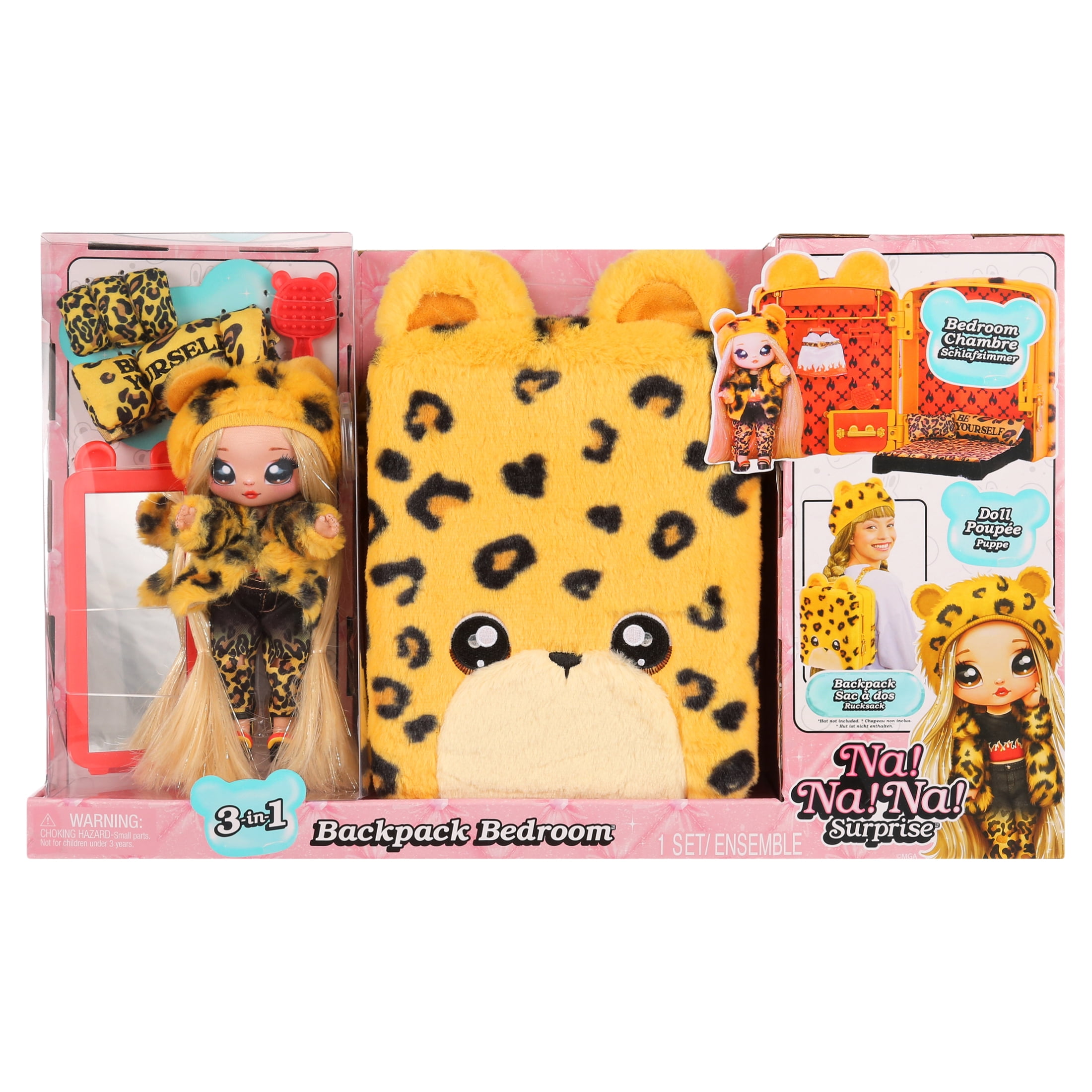 Na! Na! Na! Surprise 3-In-1 Backpack Bedroom Jennel Jaguar Doll Playset, 6 Pieces