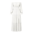 thumbnail image 5 of qafoshin Off Shoulder Dresses for Women Long Sleeve Solid Color Slit Maxi Dress, 5 of 6