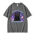 thumbnail image 5 of Camiseta con estampado de gato negro para hombre y mujer, ropa informal de manga corta, 100% algodón, de gran tamaño, ropa de calle, 5 of 5
