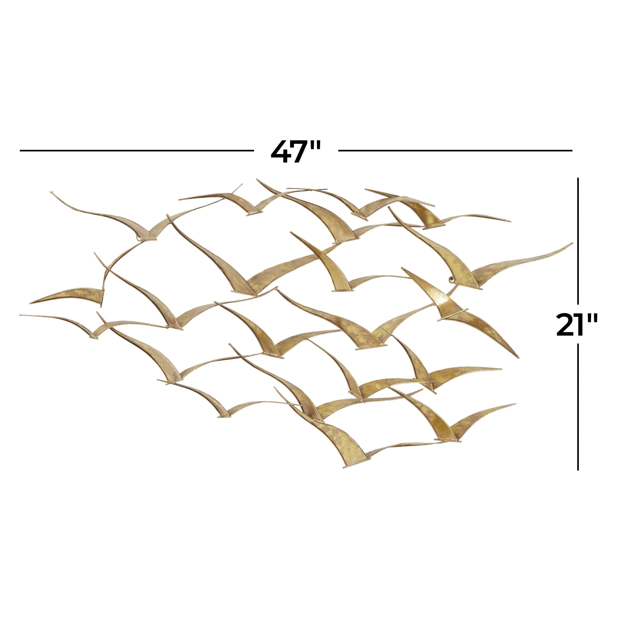 DecMode Gold Metal Foiled Flying Bird Wall Decor
