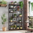 thumbnail image 2 of Bookshelf 9 Tier Tall Wooden Bookcase Shelf Furniture, Standing Book Storage for Bedroom, Living Room and Home Office, Rustic Brown, 2 of 7