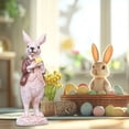 thumbnail image 4 of POLISE Spaces Easter Bunny Resin Figurine 7.9x2.4x2.4 Inch, Multicolor Rabbit Statue in Brown Gold Silver Blue Yellow, Decorative Idyllic Ornament for Living Room Home Office Shelf Table Spring Decor, 4 of 8