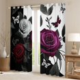 thumbnail image 2 of Homewish Valentine'S Day Rose Blackout Curtains Set of 2 (52x84 Each),Vintage Gothic Butterflies Window Curtains,Red Flower Floral Curtains and Drapes For Men Women,Luxury Bedroom Decor, 2 of 6