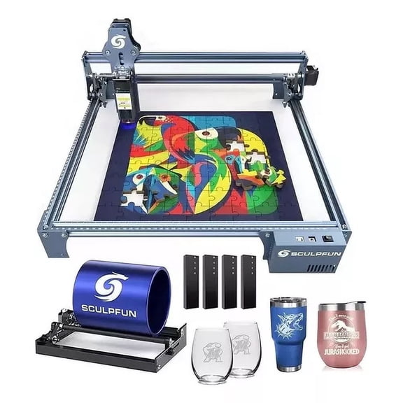 Máquina de grabado láser ultrafina SCULPFUN S9 para metal y madera 110-240 V con rodillo giratorio