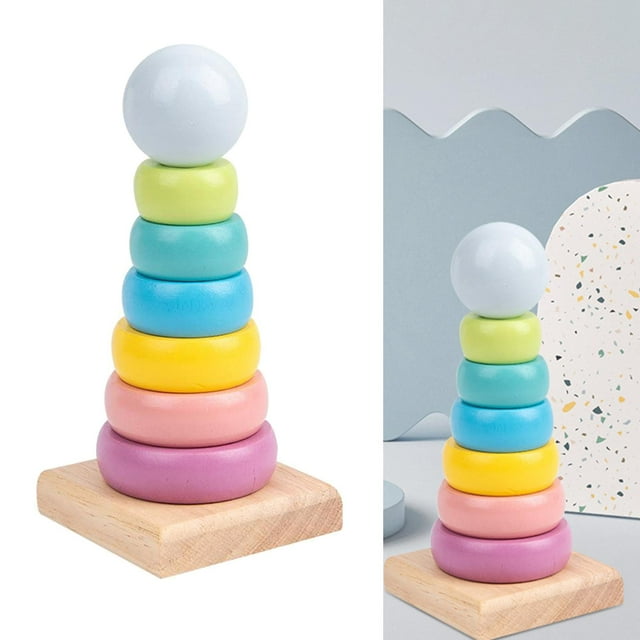 Iris de Los Bloques Educativos de Diversión Del Juguete de para El Bebé , Macaron Color Los 6.5x6.5x14.5cm Hugo Apilador juguetes clásicos