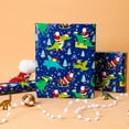 thumbnail image 4 of Christmas Wrapping Paper Roll - 17 Inches X 33 Feet (47 sq. ft. ttl.) Happy Dinosaur and Santa Claus Design Blue Gift Wrap for Xmas, Holiday, Party, 4 of 14