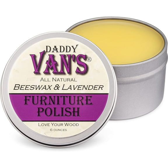 Daddy Van's All Natural Beeswax & Lavender Furniture Polish. Chemical-free, Non-Toxic, Zero VOC Wood Wax Nourishes, Conditions & Protects. Imparts a Beautiful Healthy Glow.