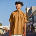 thumbnail image 2 of Dalix Lil Smile Heavyweight Pigment Dye Tee Short Sleeve Cotton Shirt Mens in Peanut XL X-Large, 2 of 3