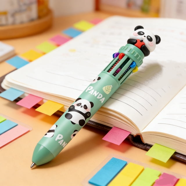 Rewenti 10 Color Cute Character Multi Color Ballpoint Pens Click Style Retractable Colored Pens for Students School office and Art Supplies