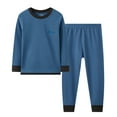 thumbnail image 3 of WRKEKC Kids Ribbed Thermal Set 4-12 Years Boys and Girls Color-Block Crew Neck Top & Pants Soft Stretch Basic Winter Warm Outfit, 3 of 4