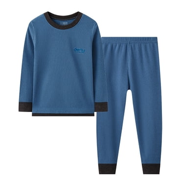 Cethrio Boys Casual Pajama Sets, 2 Piece Soft Long Sleeve Pullover Boys' Sleepwear Blue Size 14-16 T