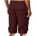 thumbnail image 4 of DDAPJ pyju 2026 Fashion Cargo Shorts for Men Casual Summer Outdoor Hiking Pants Elastic Waist Knee Length Bermuda Shorts with Multi-Pockets Wine M, 4 of 7