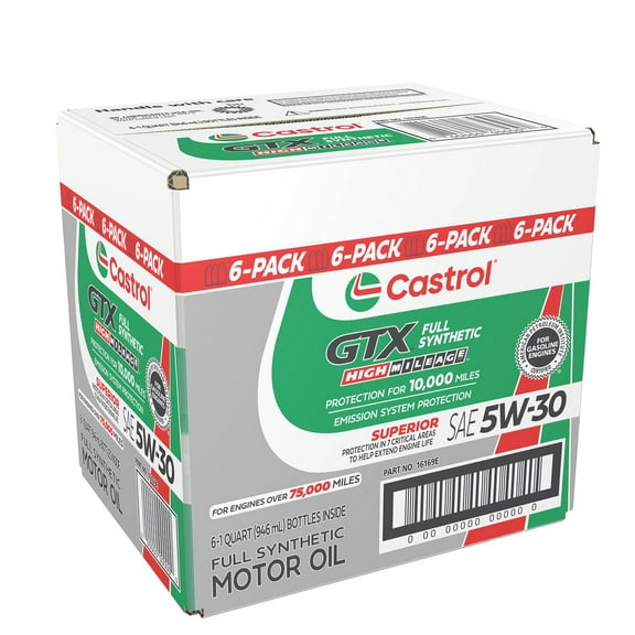 Castrol GTX Full Synthetic High Mileage 5W-30, 6 pack, 1 US qt bottles