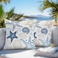 thumbnail image 3 of Throw Pillow Covers 16x16 Inch Set of 2, Blue Starfish Coastal Waterproof Outdoor Pillow Covers, Summer Beach Nautical Coral Sea Decorative Cushion Pillowcases for Couch, Sofa, Bed, Garden, Patio, 3 of 9