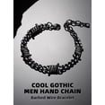 thumbnail image 2 of Bestyle Men Cuban Chain Bracelets 7mm Unisex Black Barbed Wire Beacelet Hip Hop Punk Jewelry Gifts for Women, 2 of 7
