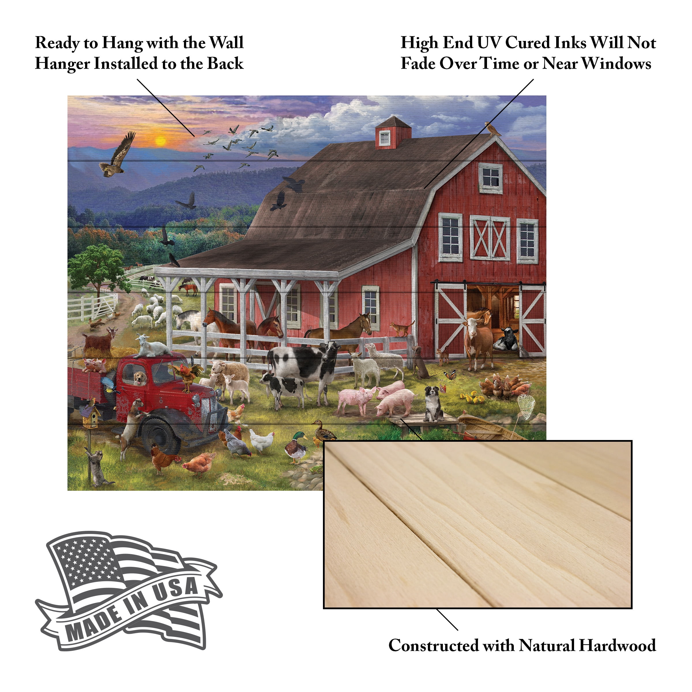 Bigelow Illustrations 'The Barnyard Crowd' Wood Slat Art 18x22