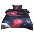 thumbnail image 1 of Unique Bargains Housse de Couette Imprimée Galaxie 3D Ensemble de Literie en Polyester Simple, Fuchsia, 1 of 9