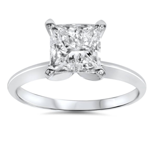 Pompeii Certified 2Ct Princess Cut Solitaire Diamond Engagement Ring 14k Gold Lab Grown