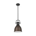 thumbnail image 3 of Yep by Golden Lighting Duncan 1-light 9in Rod Hung Pendant in Matte Black and Rubbed Bronze shade, 3 of 5
