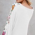 thumbnail image 3 of Blusa de mujer con estampado de empalme, manga larga, cuello en V, corte holgado, jersey informal para mujer, Top para trabajo, citas, viajes, blanco XL, 3 of 6