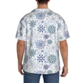 thumbnail image 3 of Gukieu Retro ice blue snowflakes Print Men's Short-sleeved Shirts, Button-down Pocket Shirts, T-shirts, Beach Vacation Travel Summer Clothing-XX-Large, 3 of 5