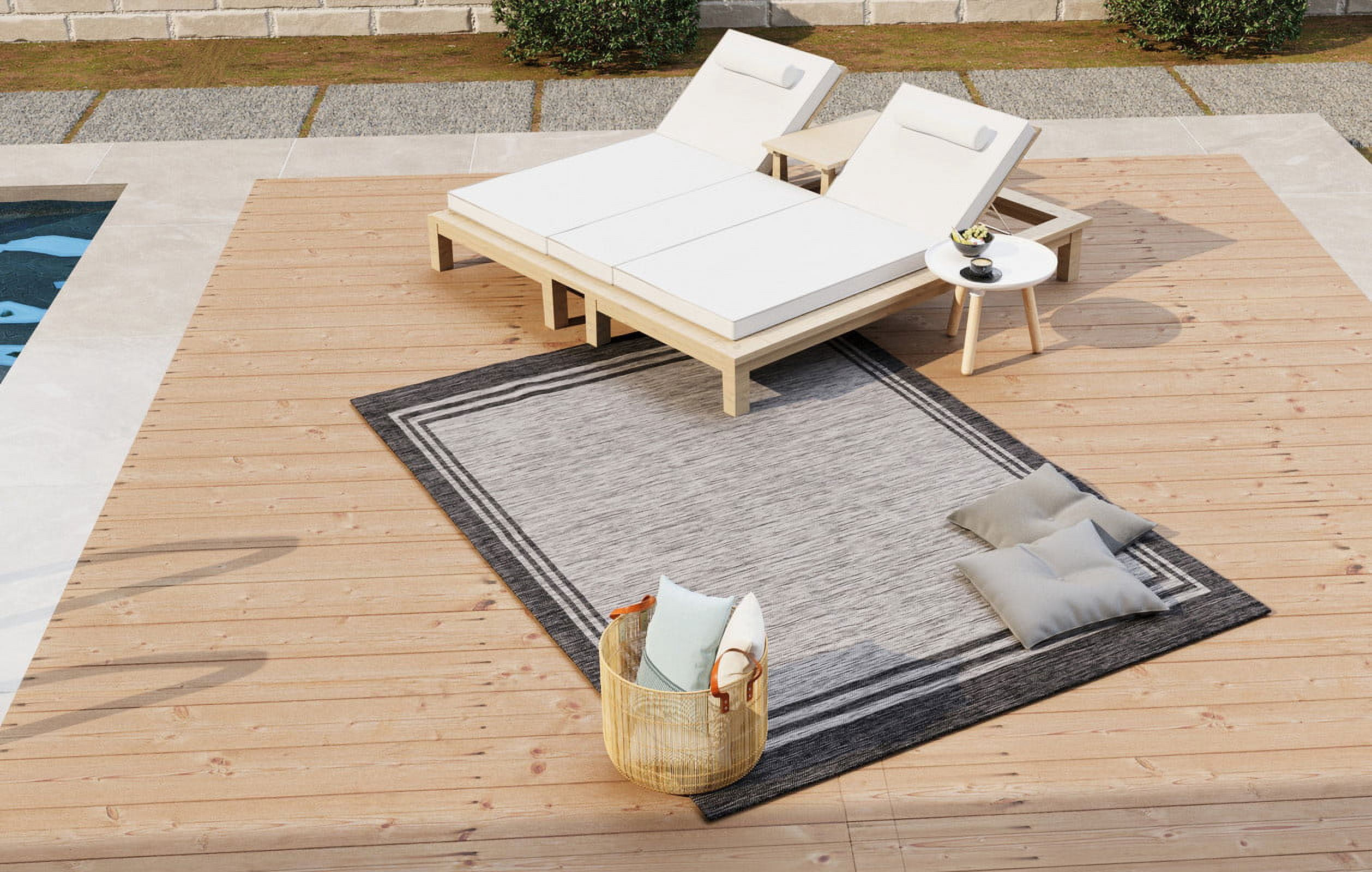 Beverly Rug Indoor/Outdoor Area Rugs, Waterproof Patio Porch Garden Carpet, Silver Gray, 9'x12'