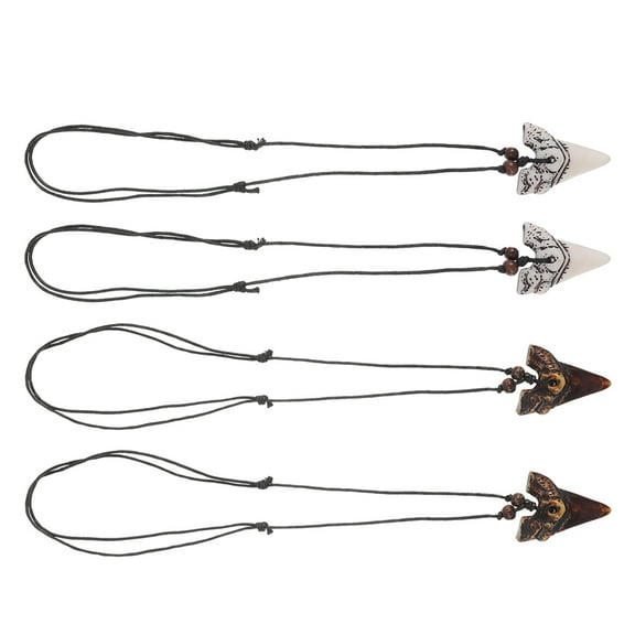 HOMEMAXS 4pcs Fake Necklace Trendy Jewelry Vintage Style Shark Necklace For Men Necklace With Tooth Pendant Minimalist Jewelry