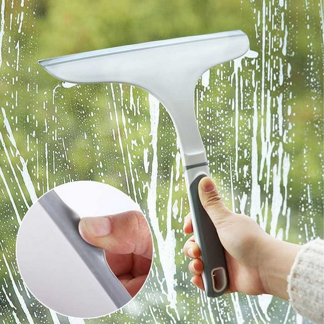Ftwytp Glass Wiper, TPR Flexible Rubber Blade, Curved Handle Squeegee for Shower Doors, Bathroom, Windows, Countertops, Coffee Table, Soap Scum Removal, Water Streak-Free Cleaning