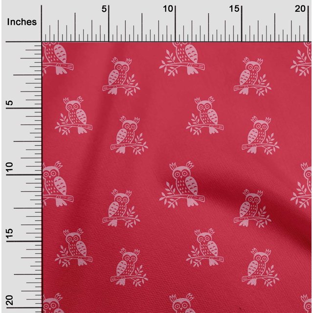 oneOone Georgette Viscose Fabric Branch & Owl Block Print Fabric By The Yard 42 Inch Wide