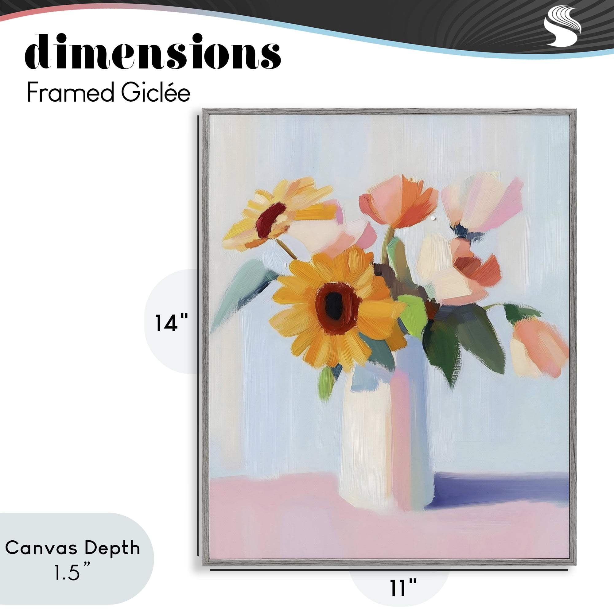 Stupell Industries Sleek Vase Bouquet Gray Framed Giclee Art, design by The Prints Vibe