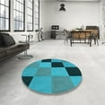 thumbnail image 4 of Ahgly Company Machine Washable Indoor Square Transitional Teal Green Area Rugs, 3' Square, 4 of 7