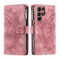 thumbnail image 3 of Feishell Zipper Wallet Case for Samsung Galaxy S22 Ultra 5G,for Women Men,Stylish Embossed Pattern PU Leather Multi Card Slots Magnetic Clasp Flip Stand Crossbody Phone Case with Shoulder Strap,Pink, 3 of 13