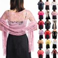 thumbnail image 5 of CENL Women Wedding Wrap Shawl Hollow Out Tulle Lace Party Evening Long Shawls Scarf Tassels Ladies Sun Protection Tops, 5 of 11