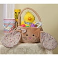 thumbnail image 2 of Kids Easter Basket, Plush Brown Bunny with Floppy Floral Ears, 2 of 3