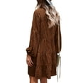 thumbnail image 4 of SHIBEVER Fall Long Sleeve Leopard Floral Tunic Dress for Women Boho V Neck Ruffle Swing Mini Dresses Brown, 4 of 6