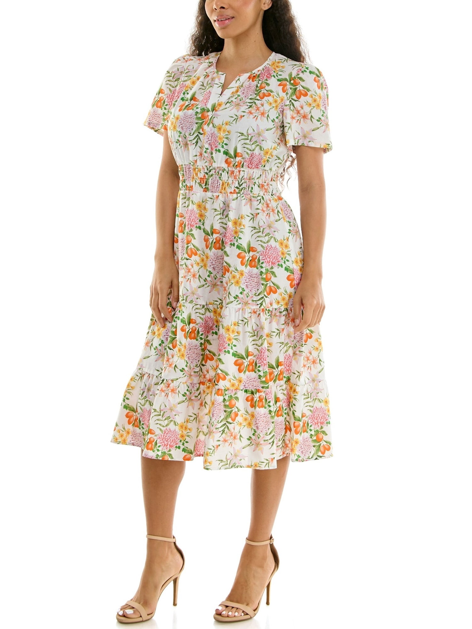 Split Neck Tiered Maxi Dress