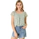 thumbnail image 1 of Blusa En Capas Manga Corta De Volantes De Gasa Allegra K con Cuello Cuadrado Para Mujer Verde M, 1 of 6