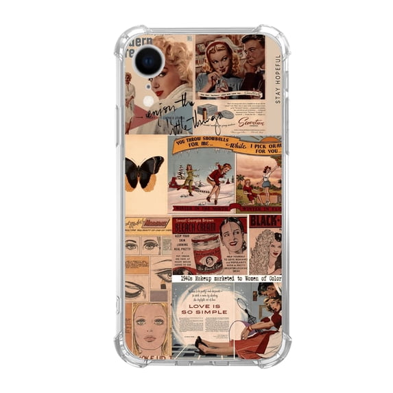 Vintage Collage Case Compatible with iPhone XR,Unique Art Design TPU Bumper Cover Case