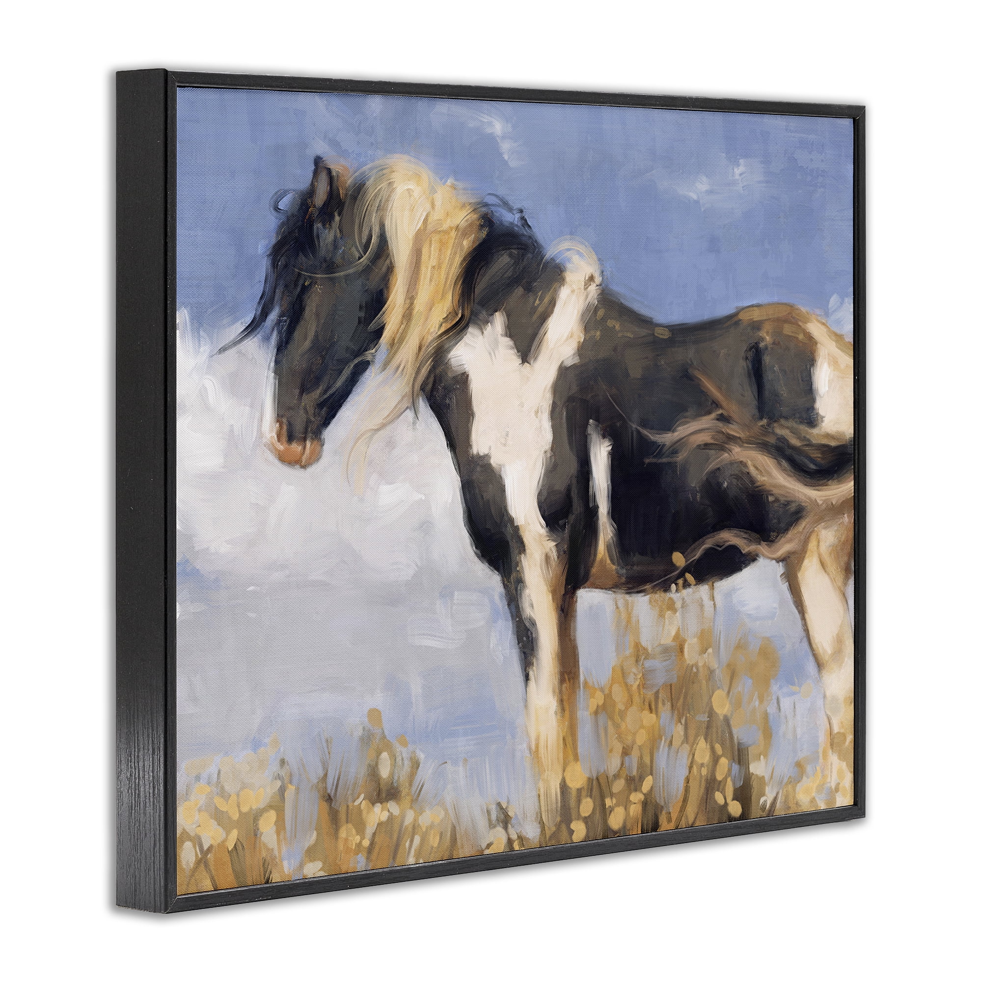 Stupell Industries Traditional Windswept Stallion Animals & Insects Painting Black Framed Art Print Wall Art, 20 x 16